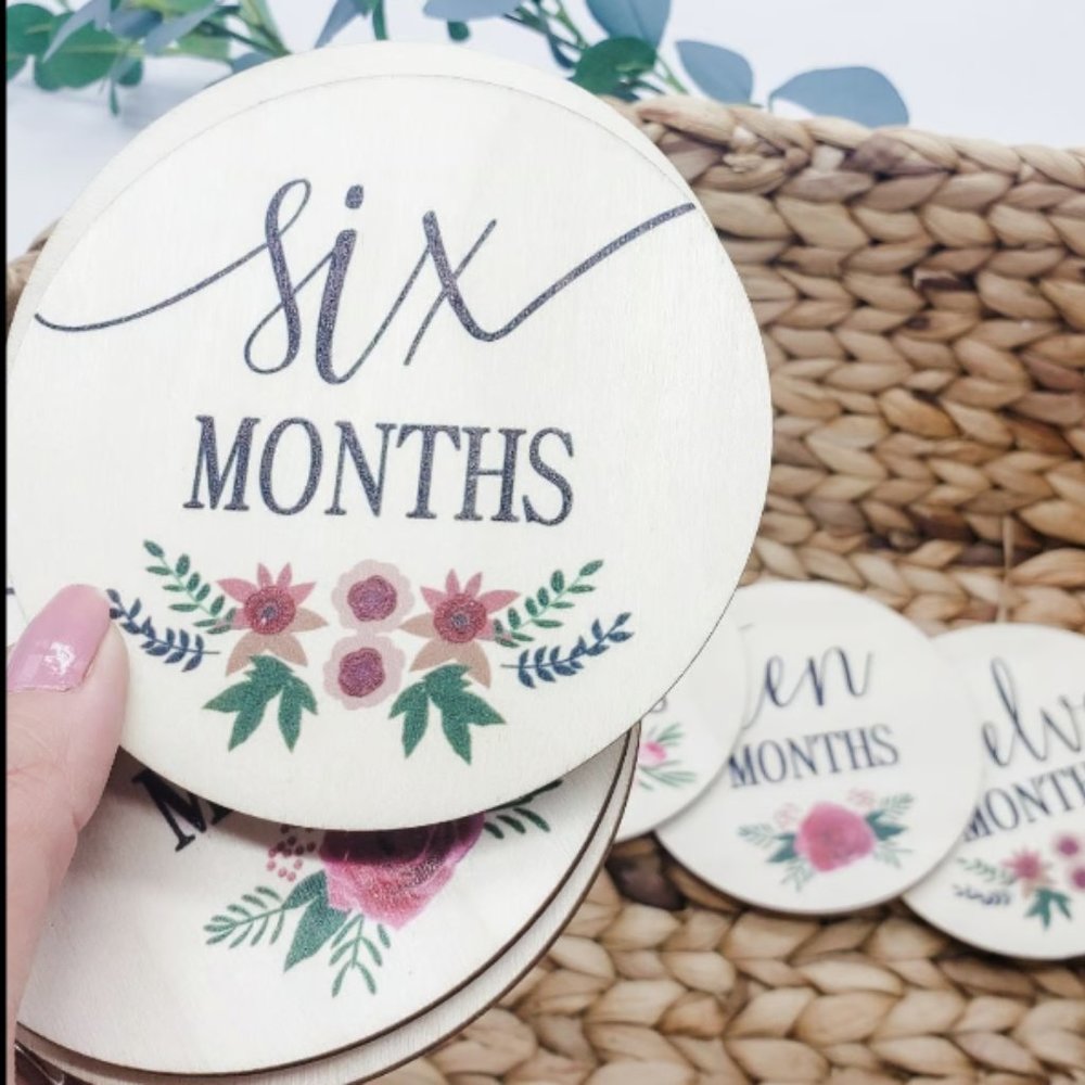 New baby milestone discs photo prop card set
